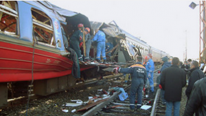 Inspecting the debris after the explosion in the train from Kislovodsk to Mineralnye Vody © RIA Novosti. RIA Novosti 